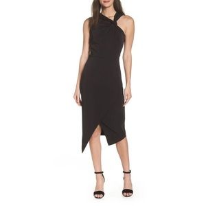 Harlyn Black Twist Front Asymmetrical Hem Dress